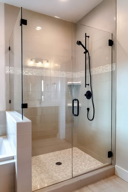 Corner Shower with Black Framing